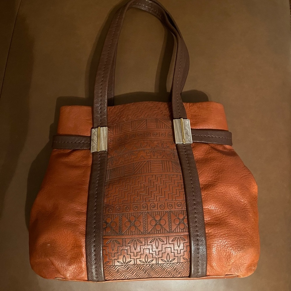 Brighton Acoma Sayan Desert Sunset RARE 3D Etched Leather Shoulder Bag Ret $380
